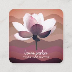Carte De Visite Carré instructeur de yoga de fleurs de Lotus bordeaux