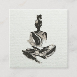 Carte De Visite Carré Instructeur de Yoga Lotus Méditation Pose Brosse