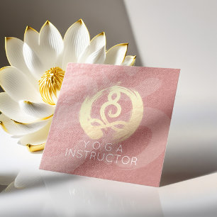 Carte De Visite Carré Instructeur de Yoga méditation d'or en argent Pose