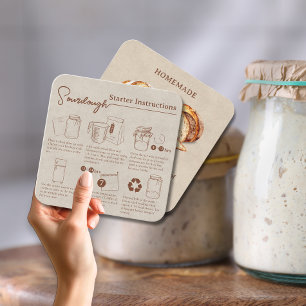 Carte De Visite Carré Instructions de démarrage de levain rustique fait