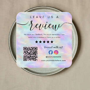 Carte De Visite Carré Iridescente Opal Stylish Qr Code Laissez-Nous Un A