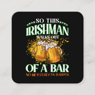 Carte De Visite Carré Irishman Boire de la bière Saint Patrick's Day
