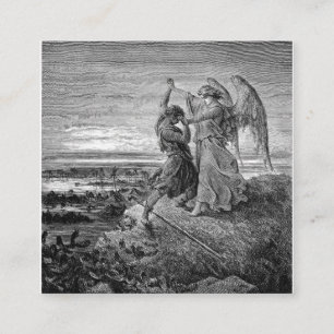 Carte De Visite Carré Jacob Lutte Avec L'Ange Gustave Dore 1855