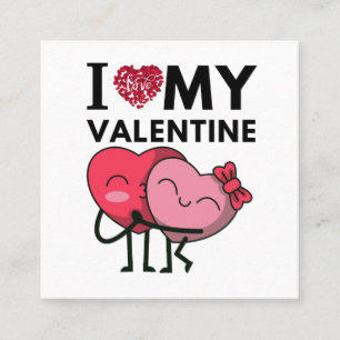 Carte De Visite Carré J'adore mes cadeaux de Saint Valentin spéciaux