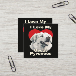 Carte De Visite Carré J'adore mon chien des Pyrénées