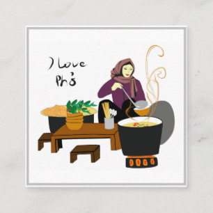 Carte De Visite Carré J'aime Pho bo (goût vietnamien)
