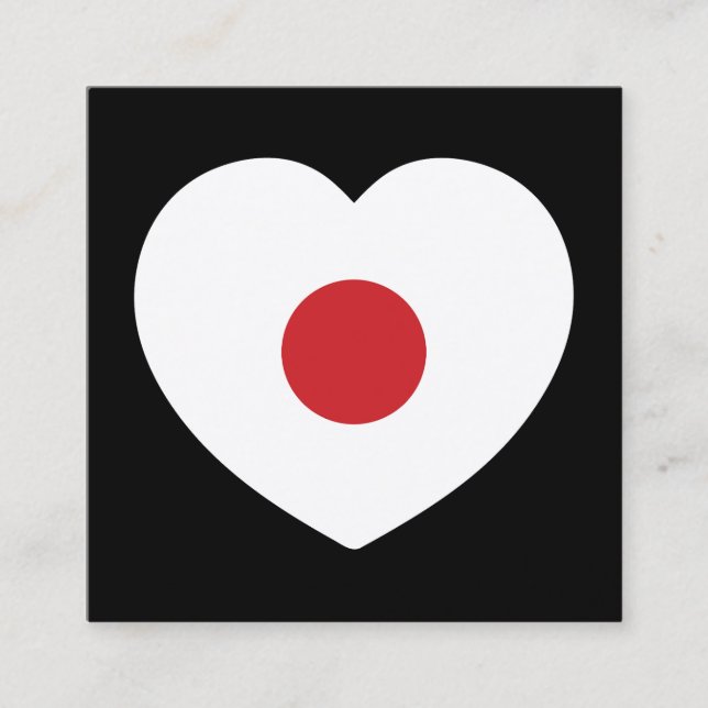Carte De Visite Carré Japon | Coeur du drapeau japonais (Devant)