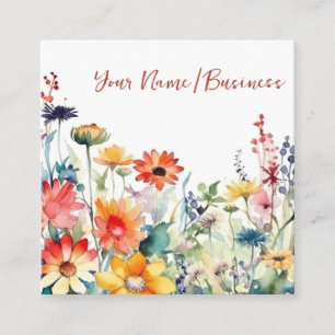 Carte De Visite Carré Jardin floral coloré Fleur sauvage