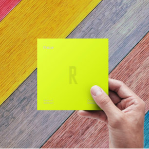 Carte De Visite Carré jaune fluorescent - monogramme personnalisé gras