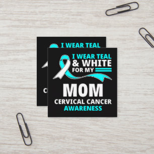 Carte De Visite Carré Je Porte Le Sarcelle Et Blanc Ma Mère Cancer Du Co