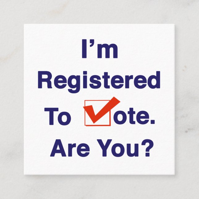 Carte De Visite Carré Je suis inscrit au vote 2026 (Devant)