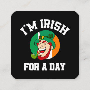 Carte De Visite Carré Je suis Irlandais pour un jour Saint Patricks sham