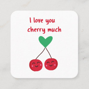 Carte De Visite Carré Je t'aime Cherry Beaucoup Valentine