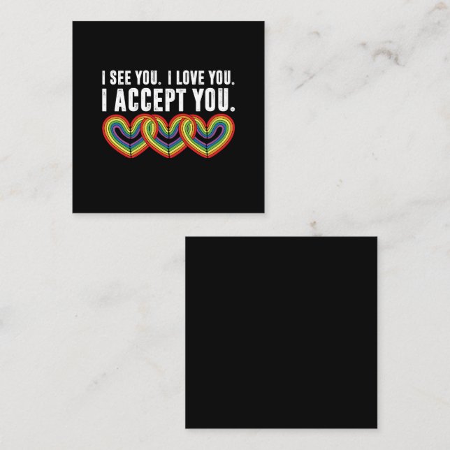 Carte De Visite Carré Je T'Aime Je T'Accepte Rainbow LGBTQ (Devant / Derrière)