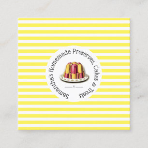 Carte De Visite Carré Jelly de dessert sur pudding jaune blanc rayé chic
