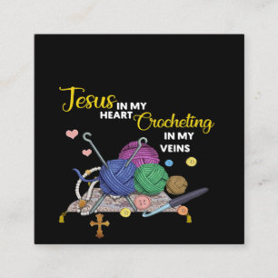 Carte De Visite Carré Jésus Dans Mon Coeur Crochet Dans Mes Veines