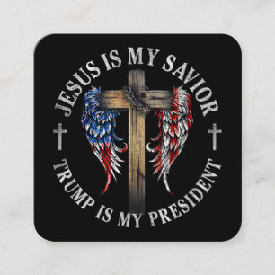 Carte De Visite Carré Jésus est mon sauveur Trump est mon président 2024