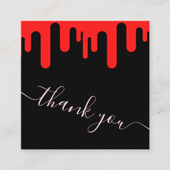 Carte De Visite Carré Jeu de sang rouge Halloween Thème Merci Gratitude (Devant)