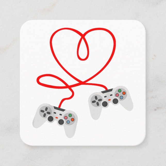 Carte De Visite Carré Jeu Vidéo Valentines Jour T-Shirt Avec Contrôleur (Devant)