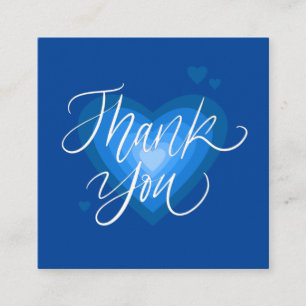 Carte De Visite Carré Joli Coeur Bleu Merci romantique Saint-Valentin