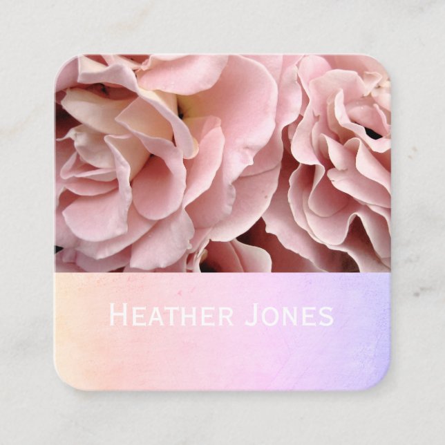 Carte De Visite Carré joli rose pétales de rose photographie de fleur (Devant)