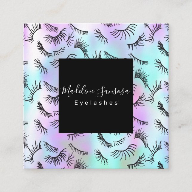 Carte De Visite Carré Joli Technicien Eyelash Pastel Eyelashes Doodles (Devant)