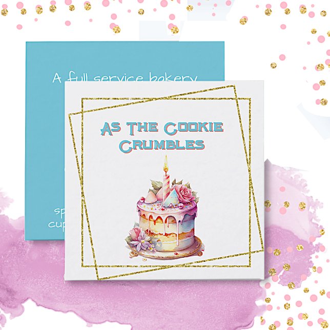 Carte De Visite Carré Jolie boulangerie de gâteau Whimsical (Créateur téléchargé)