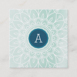 Carte De Visite Carré JOLIE MONOGRAM boho mandala motif menthe
