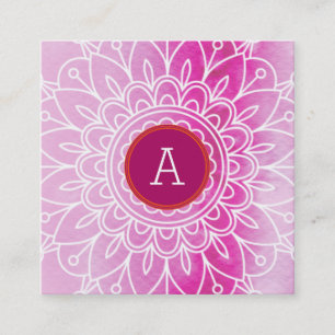 Carte De Visite Carré JOLIE MONOGRAM moderne boho mandala motif rose