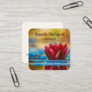 Carte De Visite Carré Jolie photo d'une fleur de Lotus dans un étang
