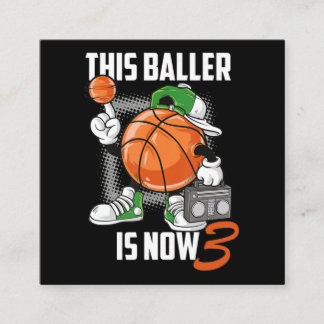Carte De Visite Carré Joueur de basket-ball de 3e anniversaire Fundy 3 a