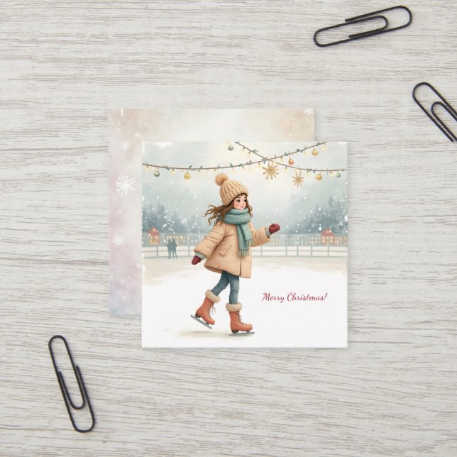 Carte De Visite Carré Joyeux Noël ! (Devant/Arrière en situation)