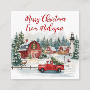 Carte De Visite Carré Joyeux Noël du Michigan – Hiver cosy