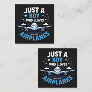 Carte De Visite Carré Juste un garçon qui aime les avions 
