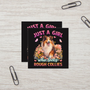 Carte De Visite Carré Juste une fille qui aime les Rough Collies
