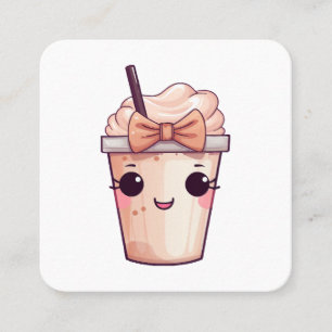 Carte De Visite Carré Kawaii Frappe souriante
