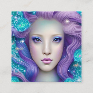 Carte De Visite Carré Kawaii Unicorn Horse Portrait Art Déco Botticelli