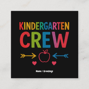 Carte De Visite Carré Kinder Crew Funny Kindergarten Fun Retour À L'Écol
