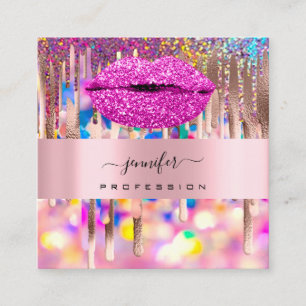 Carte De Visite Carré KISS Rose LIPMakeup Artiste Unicorn Holograph Driv