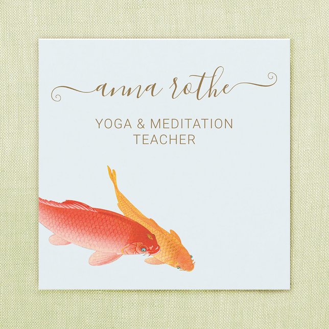 Carte De Visite Carré Koi Fish Professeur de Yoga et de Méditation (Créateur téléchargé)