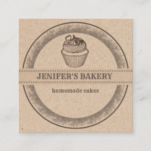 Carte De Visite Carré Kraft boulangerie cupcakes et sucreries maison Cla