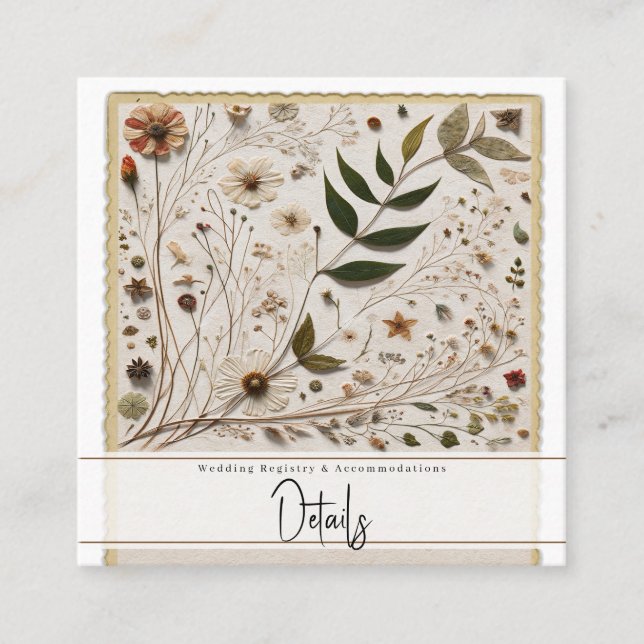 Carte De Visite Carré La beauté de la nature Fleurs botaniques & Mariage (Devant)