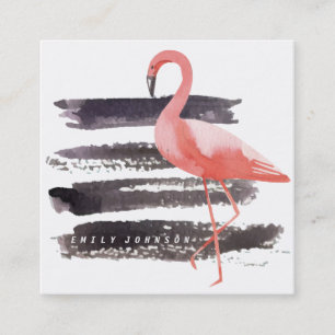 Carte De Visite Carré La brosse Artsy de Flamant rose de rose