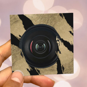 Carte De Visite Carré La brosse moderne d'or de photographe frotte la