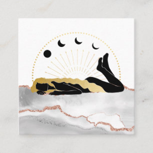 Carte De Visite Carré *~* La déesse du soleil Lune des cheveux noirs en