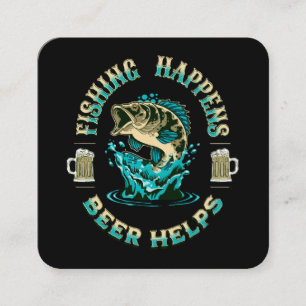 Carte De Visite Carré La Pêche Arrive. La bière aide !