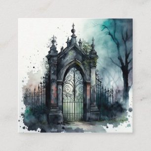 Carte De Visite Carré La série Porte de Cimetière Gothique Design 11