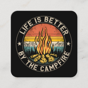 Carte De Visite Carré La vie est meilleure par Camping Feu de Campagne