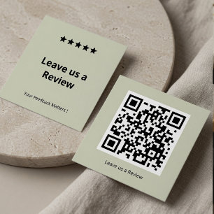 Carte De Visite Carré Laissez-nous un avis QR Code Personnalisé