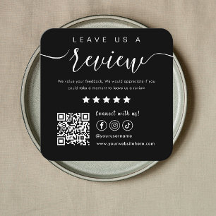 Carte De Visite Carré Laissez-nous un avis Social Media Qr Code Logo Noi